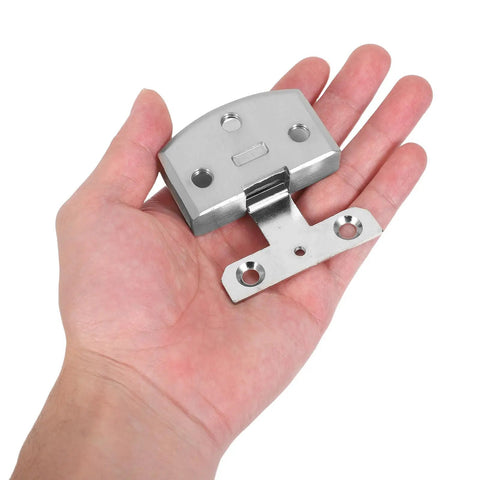 Beefy Heavy Duty Stainless Steel Glass Door Hinge For 8-9mm Glass Doors And Cabinets, Wear Resistant Pivot Hinge With High Load-Bearing Capacity For Commercial Use And Easy Quick Install Cabinet And Glass Door Hardware, shown in hand