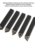 Five black 3/8-inch indexable turning tools with carbide inserts for 60°/75°/90° cuts