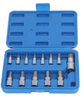 Complete Hex Bit Socket Set With 13 Essential Pieces Covering 2mm To 14mm With Versatile 1/4 3/8 And 1/2 Inch Drive in blue case.