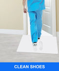Person walking on Super Sticky Tacky Floor Mats Grab Dirt And Dust From Shoes Like A Charm Perfect For Cleanrooms Hospitals Labs Homes