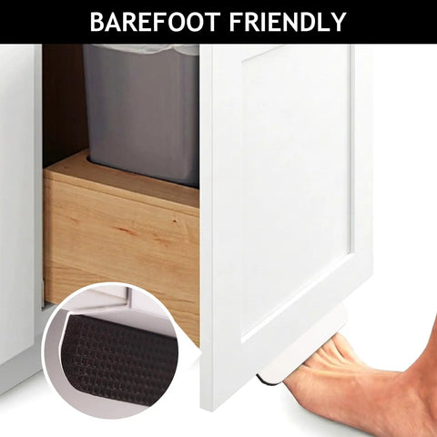 Hands Free Under Cabinet Foot Pull Toe Opener No Touch For Kitchen Trash Cabinets And Drawers Aluminum Alloy Four And Three Quarters Inch White