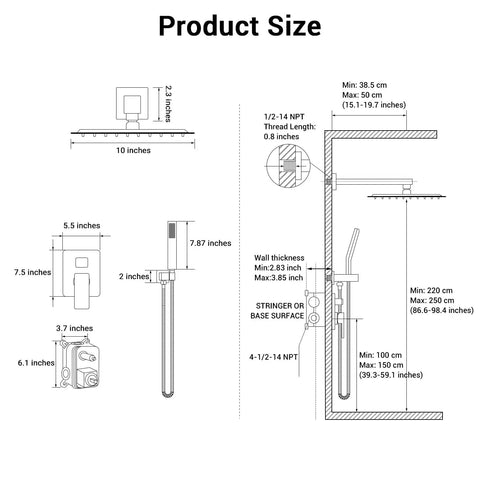 Badass 10 Inch Rainfall Shower Head And Faucet Set In Brush Nickel Finish With Solid 304 Stainless Steel Build For A Legit High Pressure Bathroom Setup That Flows Like Butter Daily