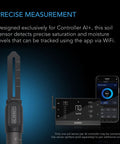 Detachable Stem Soil Sensor Probe for AI Controllers, moisture monitor display with phone and readings, IP67 water resistant