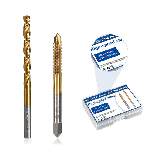 Pro Grade M6 X 1 Spiral Point Thread Tap And 5.0 mm Twist Drill Bit Set High Speed Steel 6542 With M35 Cobalt Bits for metalworking