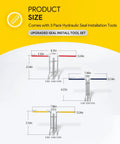 Pro Grade 3 Pack Hydraulic Seal Installation Tools Set sizes for cylinder piston seals and U Cup rod seals, heavy duty install