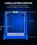 Motorcycle Wheel Balancer and Truing Stand for Bikes with adjustable pointer and steel axle, steel construction, front view.