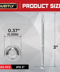 Heavy Duty Pocket Hole Screws Size 10, 3 Inch, 120 Pack, Silver Square Drive Wood Screws For Construction And DIY Builds