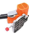 Orange Mini Desktop 0 To 45 Degrees Multi Angle Portable Cutter for arts and crafts with 7800 RPM, gray metal base.