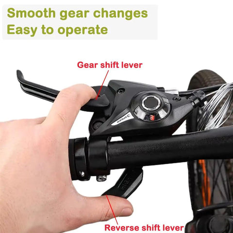 Three By Seven Or Three By Eight Speed Bike Shifters And Brake Levers With Gear Indicator And Included Cables on handlebars