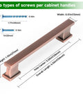 5 Inch 128mm Brushed Antique Copper Cabinet Pulls Handles Set 10 Pack Made From Solid Zinc with dimensional details