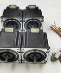 Pro Grade Four Pack 56mm Stepper Motors With 1.26Nm Torque And 2.8A Current For CNC Mills, 6.35mm Shaft, shown with lead wires.