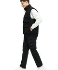Mens Fleece Lined Winter Vest Windproof Water Resistant Outerwear shown on model walking, featuring multiple secure pockets.