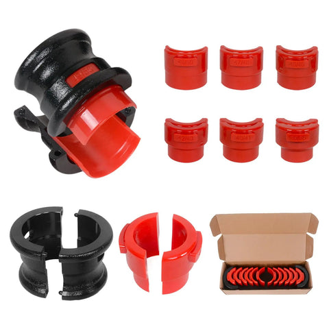 Universal Motorcycle Fork Seal Driver Kit With Twelve Plastic Fork Seal Drivers And Two Steel Bodies For 35 To 50 mm Forks Red All In One Pro Grade Tool For Dirt Bikes And Street Bikes