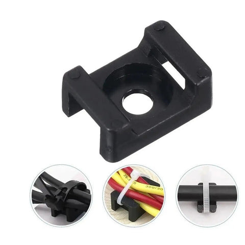 Heavy Duty Three Hundred Screw Mount Cable Ties And Straps for securing cables, plastic base with 5mm hole for easy installation.
