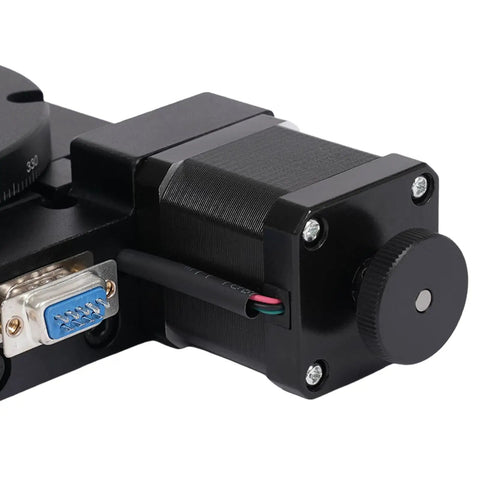 Close-up of the motor and connection port for High Precision 360 Degree Motorized Rotation Stage With 100mm Bearing Rotary Table