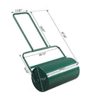 24 Inch Beefy Lawn Roller For Grass Seed And Sod, Heavy Duty Steel Garden Roller, 13 Gallon Water Filled Push Pull Ground Leveler With Scraper Bar, Rounded Edges And U Handle, Rust Resistant Green Finish