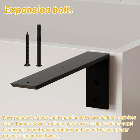 Legit Heavy Duty Countertop Support Brackets 16 Inch 4 Pack Built Tough For Granite Quartz Laminate And Concrete Floating Kitchen Shelves Wall Mount Mantel Corbels With All Necessary Hardware Included For No Sweat Setup showcasing an expansion bolt and screw.