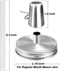Image showing components of a 4 Pack Mason Jar Outdoor Tabletop Torch Kit with Fiberglass Wicks and Stainless Lid Caps.