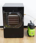 Heavy Duty Oil Mist Filter For Vacuum Pump and Freeze Dryer Exhaust with M30X1.5 port installed beside a freeze dryer.