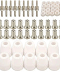60 Pcs PT31 LG40 Plasma Cutter Electrode Tips Cup Extended Nickel Plated Kit For CUT40 CUT50 Welding Torch Consumables