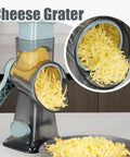 Rotary Cheese Grater Hand Crank No-Fuss Transparent Shredder Slicer Grinder With 3 Stainless Steel Blades in action
