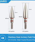 Heavy Duty Stainless Steel Archery Field Points Set 75 100 And 125 Grain Five Sixteenths Inch Screw In Arrow Tips For Target Practice