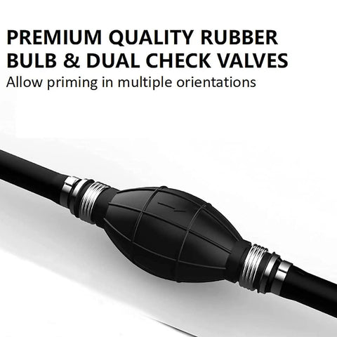Universal 3/8 Inch Boat Fuel Line Assembly Kit With Primer Bulb And Steel Hose Clamps Dual Check Valves Triple Sealing