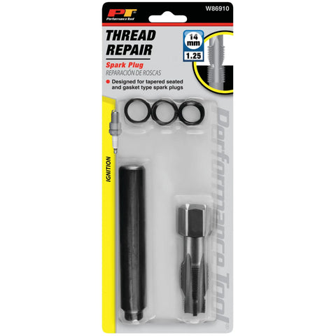 DIY Friendly Spark Plug Repair Kit With M14-1.25 Thread Size, HSS Tapered Reamer, Includes Install Punch Tool in packaging