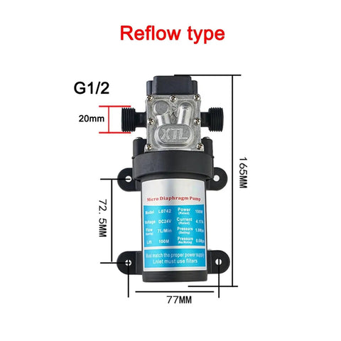 Compact 24V Automatic Electric Diaphragm Water Pressure Pump Control Unit, Lightweight At Just One Point Four Pounds, High Flow Rate Of Seven Liters Per Minute For Efficient Circulation, Handles High Temps, Perfect For On The Go Projects And Daily Tasks.