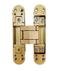 Two Piece Set Of Three Dimensional Adjustable Hidden Door Hinges Featuring A Slick Zinc Alloy Build For Heavy Duty Use That Puts No Fuss Installations On Autopilot While Keeping Cabinets Looking Damn Sharp In Silver Tone, top view