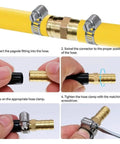 Brass Hose Fittings Set 6mm 8mm 10mm 12mm Straight Through Water Pipe Adapters For Garden Irrigation Leak Proof Easy Install 20 Pcs Durable Multi Size Connectors Fits Most Hoses Quick Connect Style with hose clamp installation steps