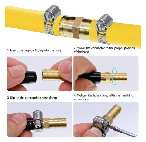 Brass Hose Fittings Set 6mm 8mm 10mm 12mm Straight Through Water Pipe Adapters For Garden Irrigation Leak Proof Easy Install 20 Pcs Durable Multi Size Connectors Fits Most Hoses Quick Connect Style with hose clamp installation steps
