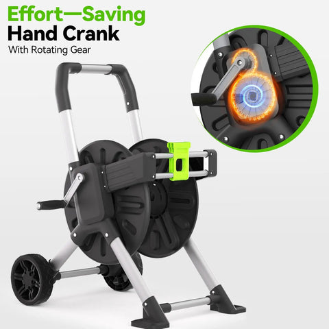 Garden Hose Reel Cart With 150 Feet Of 5/8 Inch Hose, Aluminum Frame, Rust Resistant Reel, No Sweat Crank Handle detail