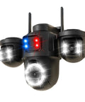 Knockout Quality Outdoors Wireless Security Cam featuring sharp AI human detection with LED lights for night monitoring.