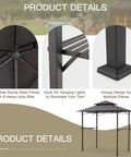 8 Ft By 5 Ft Outdoor Grill Gazebo Canopy waterproof 2-tier BBQ shelter frame detail with hooks and stable base