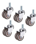 Set Of Five 2 Inch Swivel Caster Wheels Featuring M10 X 25mm Threaded Stem For Fast Office Chair Replacement glides over vinyl or carpet non brake heavy duty.
