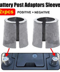 Heavy Duty Battery Terminal Connectors For Top Post Cars Positive And Negative Cable Clamps Galvanized Steel rust proof sleeves for secure fit.