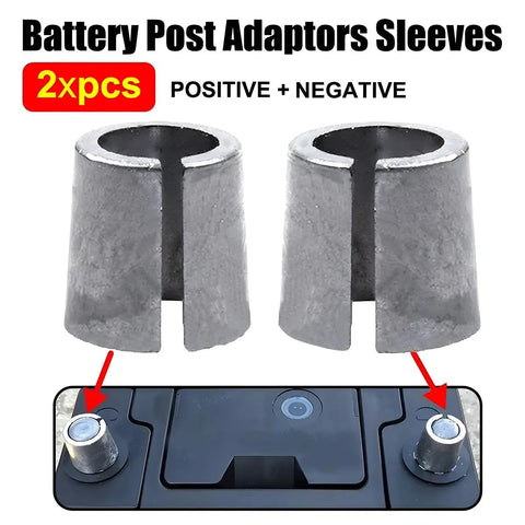 Heavy Duty Battery Terminal Connectors For Top Post Cars Positive And Negative Cable Clamps Galvanized Steel rust proof sleeves for secure fit.