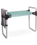 Two In One Garden Kneeler And Seat Bench Foldable Workseat with 8in wide EVA foam pad and detachable tool pouch shown folded.