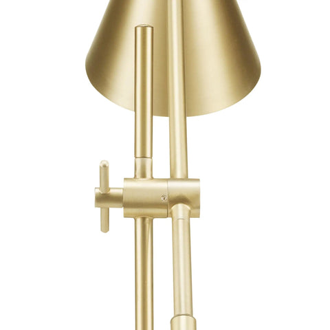 Dope Mid Century Modern 18 Inch Desk Lamp With Matte Brass Finish Adjustable Height Balance Arm Rotary Switch On Shade
