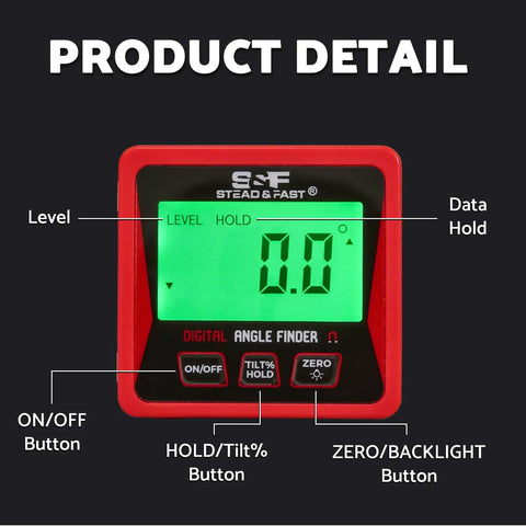 Digital Angle Finder Gauge With Magnetic Base Protractor Inclinometer For Woodworking And Carpentry, Backlit LCD Display