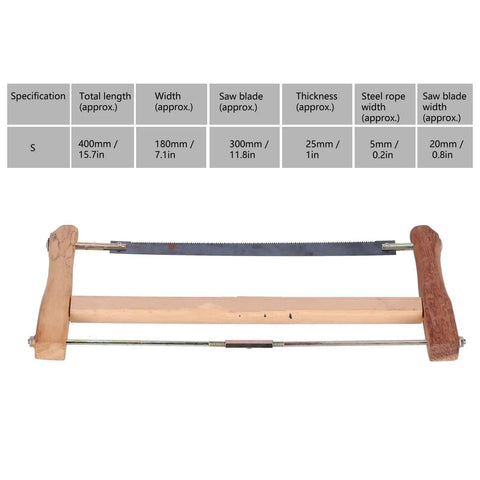 Rugged Teakwood Frame Saw With Razor Sharp Manganese Steel Blade For Effortless Wood Cutting, 400mm size with wood handles.