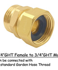 Three Quarter Inch GHT 360 Degree Swivel Hose Fitting Anti Twist Adapter Male To Female Garden Hose Connector With Rotating Joint No Kink Design Hex Nut For Easy Tightening And Quick Install brass 3/4 GHT