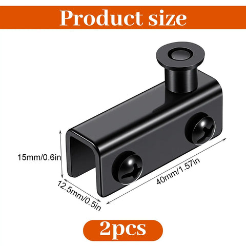Adjustable Glass Door Pivot Hinge Clamp Kit For 3-6mm Cabinet Glass Doors No Drilling, black clamp dimensions shown