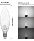 Color Changing LED Candelabra Bulb With Remote, 12 Color Modes And Cool White 5000K, 560 Lumen, 5W E12 Small Base, 3 brightness levels