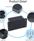 Two-pack black ABS plastic IP65 waterproof junction boxes with fixed ears, 3.94x2.68x1.97 in.