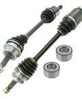 Front CV Axle Assemblies And Front Wheel Bearings Kit For 2001 Through 2006 Hyundai Santa Fe Four Piece Replacement Set With Two CV Axles And Two Wheel Bearings OE Style Beefy Heavy Duty Drive Shaft Parts