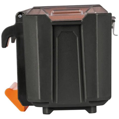 Side view of MODbox Parts Bin Rail Attachment For A Modular Tool Storage System Side Mount With One Handed Release And Clear Lid