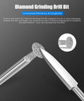 Close-up of a Diamond Grinding Drill Bit designed for shaping and sharpening, part of the 10 Piece Rotary Tool Bits Set For Wood Carving Engraving And Detail Work With 1/8 Inch Shank Heavy Duty Drill Bits For Shaping Grinding To Smash Through Any Craft Project With Zero Sweat.