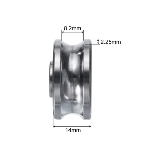 Killer 8Pcs SG25 U Groove Track Guide Bearings 8X30X14mm GCr15 Sealed ZZ Shielded Linear Motion Shaft Rollers, side view.